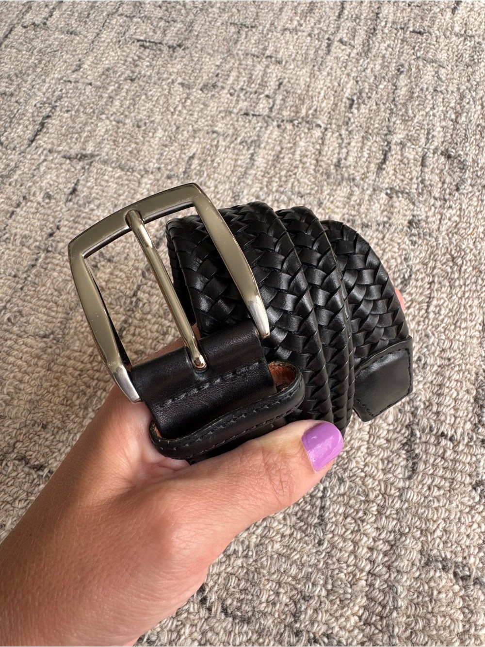 Samuel Hubbard Men’s Braided Leather Belt Black 40